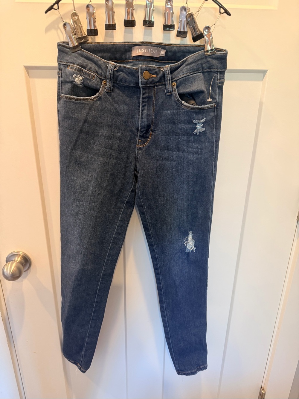 Just USA Jeans 28 Blue Distressed Slim Tapered Denim